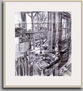 LOOKING OUT TOWARDS THE PORCH 2008 ballpoint pen 17¼" x 20½"